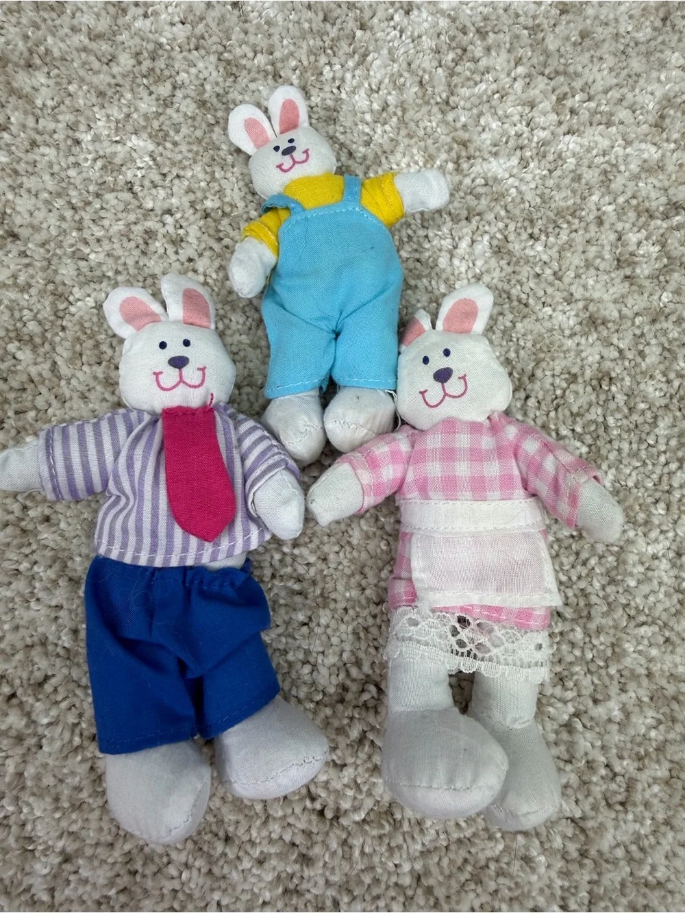 Bunny Rabbit Doll Family Posable Bendable Mother Father Son Set Bundle